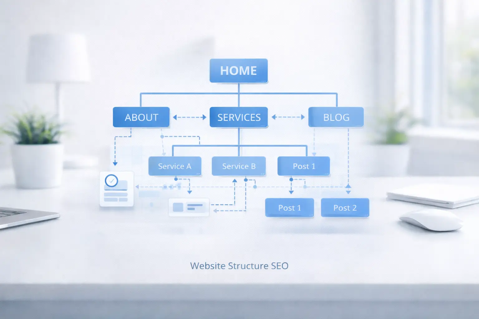 Website Struktur SEO Darstellung mit Sitemap, Navigation und interner Verlinkung